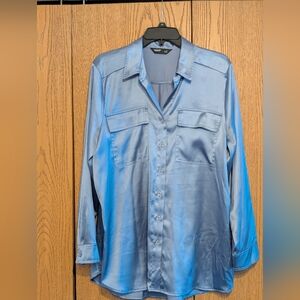Elegant Vera Wang Ice Blue Satin Blouse